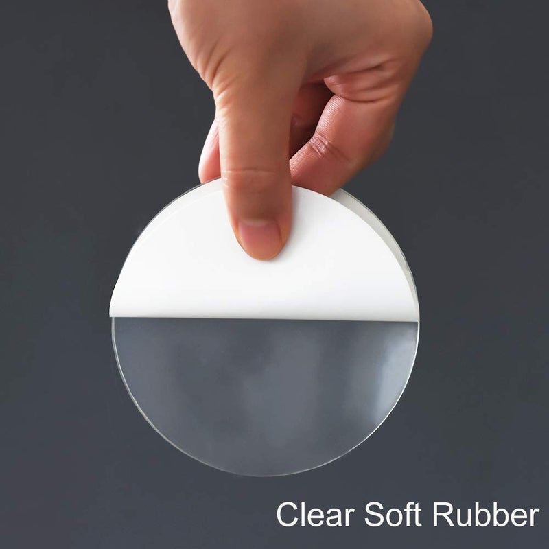Xfenvs Door Knob Wall Shield, Transparent Round Soft Rubber Wall Protector Self Adhesive Door Handle Bumper (Large Round 3.54" 4PCS, Clear) - Image 5